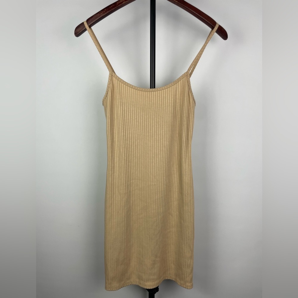 Urban Outfitters Nude Tan Mia Ribbed Knit Bodycon Mini Dress